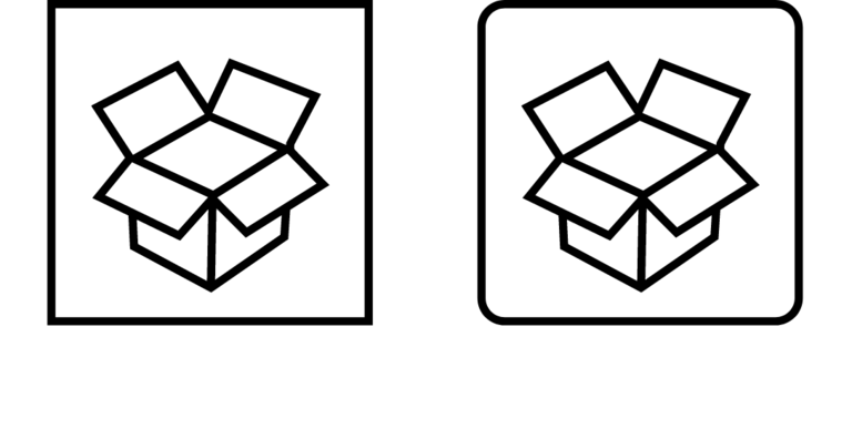 Das Piktogramm Karton: eckige Ränder, abgerundete Ränder